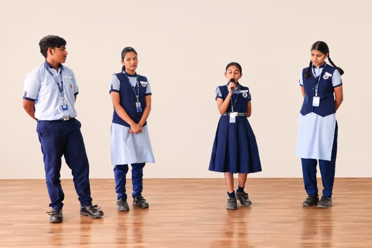 Students learning in a classroom