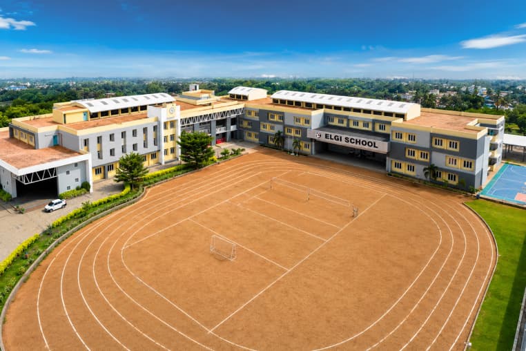Aerial view of ELGI School sports ground and athletic track